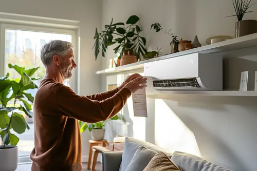 Personne nettoyant des filtres encrassés d'un appareil électroménager pour économiser de l'énergie