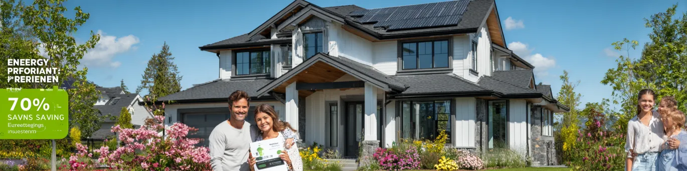 Pompe à chaleur moderne installée dans une maison, montrant 70% d'économies sur les factures énergétiques en 2025